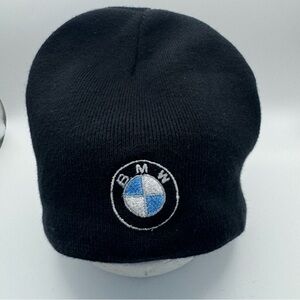 BMW Embroidered Knit Beanie Hat Black One Size Winter Skull Cap